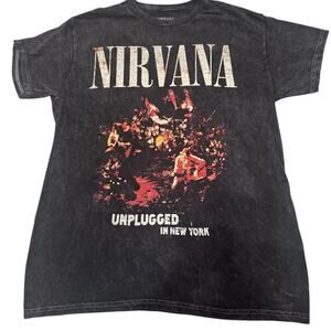 Nirvana Men's Black Unplugged In New York Short Sleeve Band T-Shirt Sz M